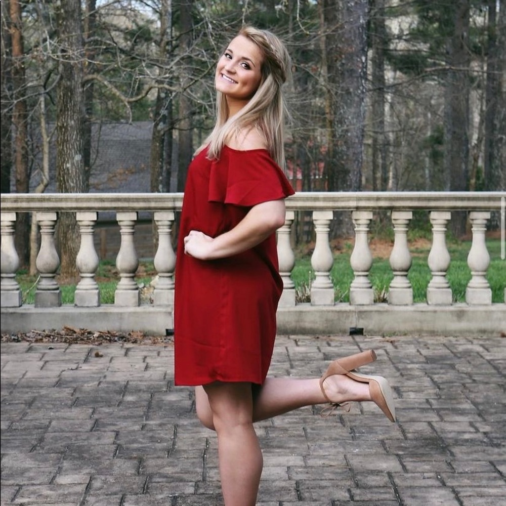 Red knee length dress